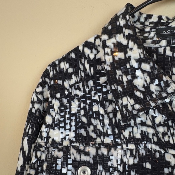 Notations Black/Off White Long Sleeve Lightweight Jacket w/ Clear Overlay Sequin - Picture 3 of 12